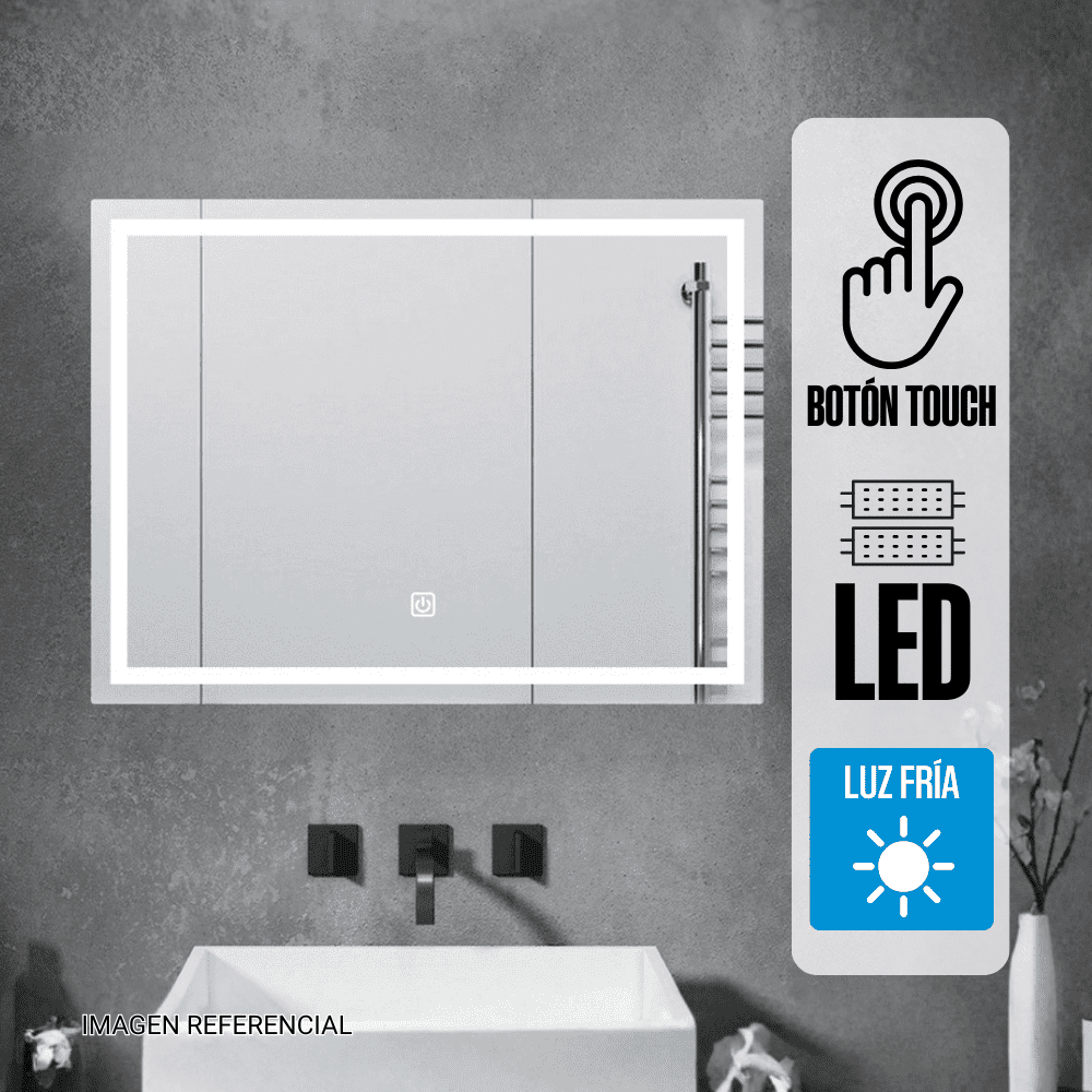 Espejo LED Orange Horizontal 80x60cm 4mm Luz en Marco Blanca Espejo LED Orange Horizontal 80x60cm 4mm Luz en Marco Blanca