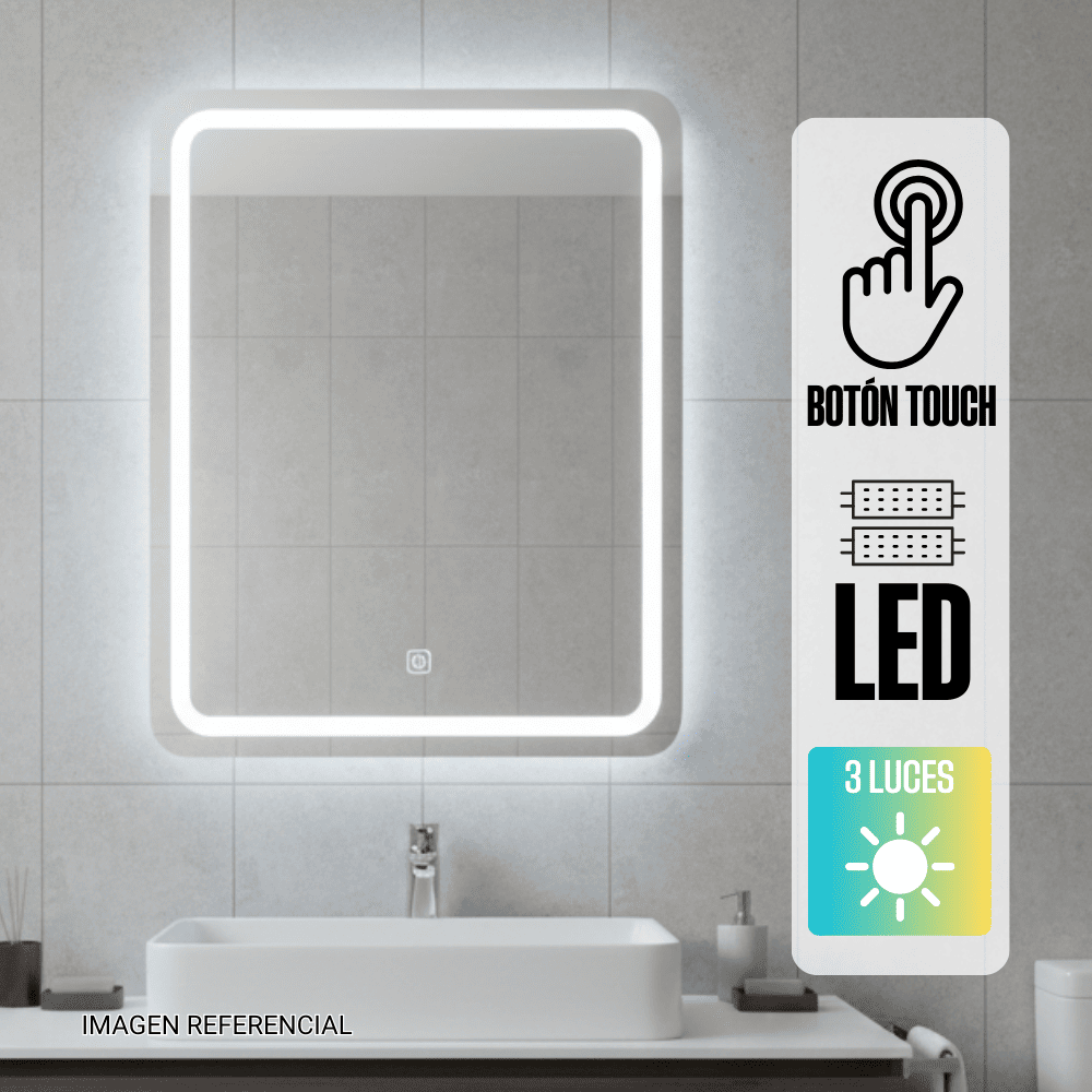 Espejo LED Vertical Orange 60x80cm Biselado 3 Colores Espejo LED Vertical Orange 60x80cm Biselado 3 Colores