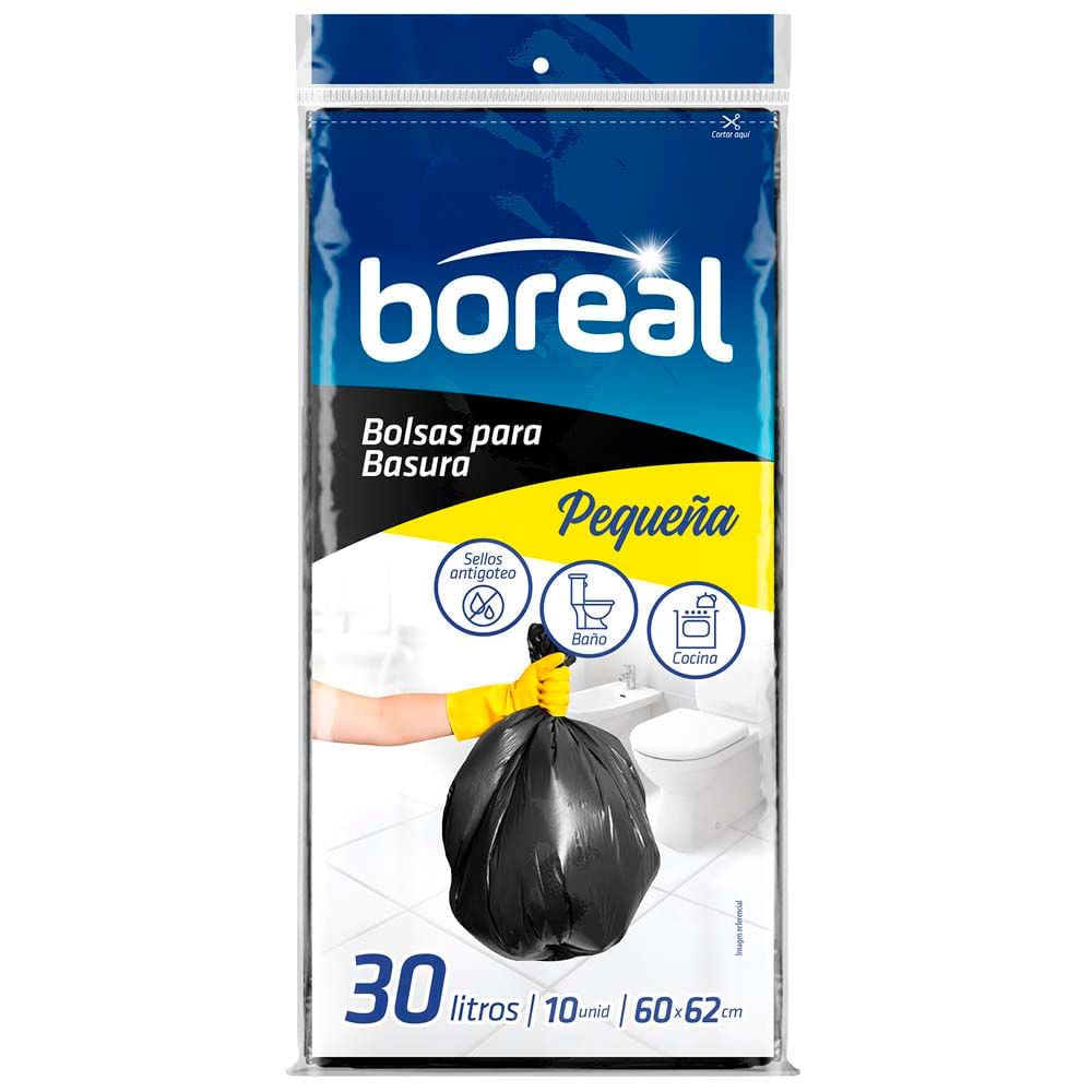 Bolsa para Basura BOREAL Negra 30L Paquete Bolsa 10un