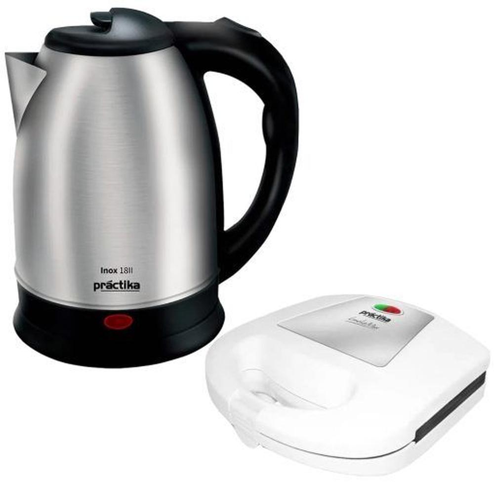 Hervidor Electrico 1.8L + Sandwichera 2 panes Practika