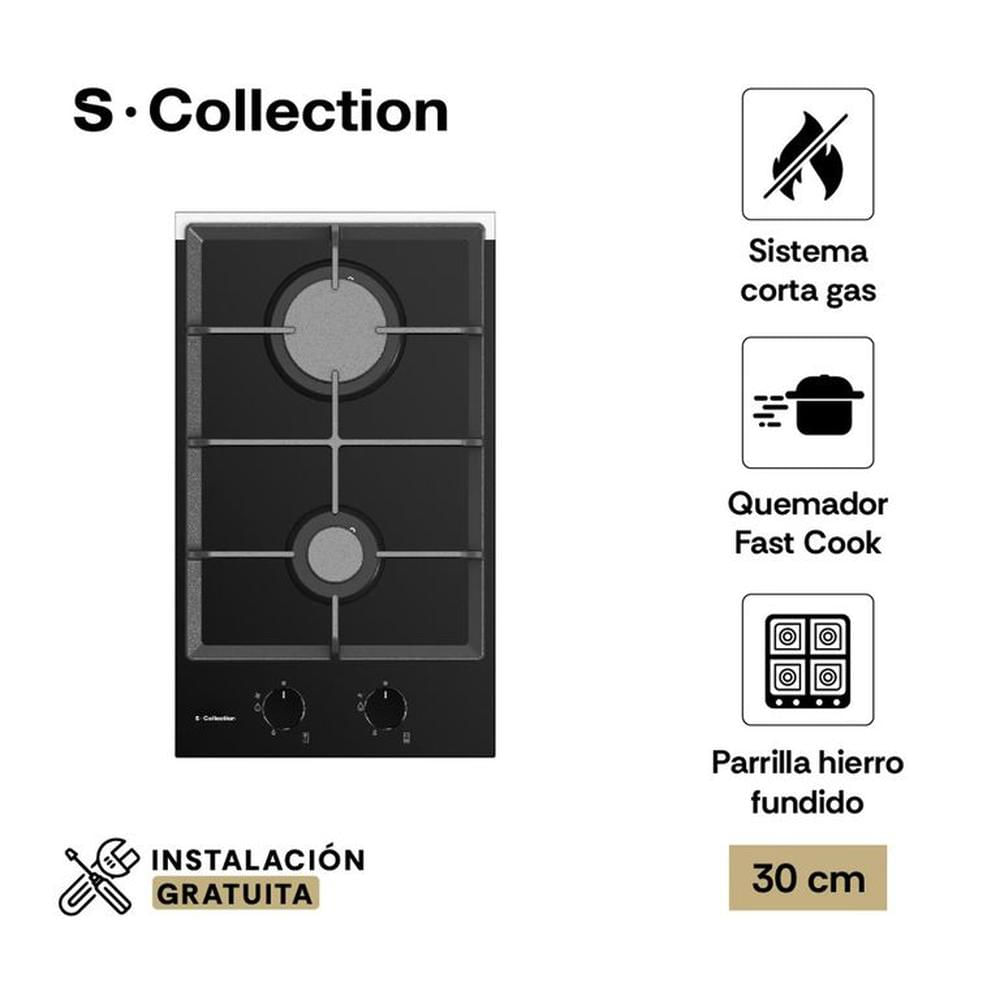 Encimera Scollection Vidrio Templado A Gas 30Cm 2 Hornillas