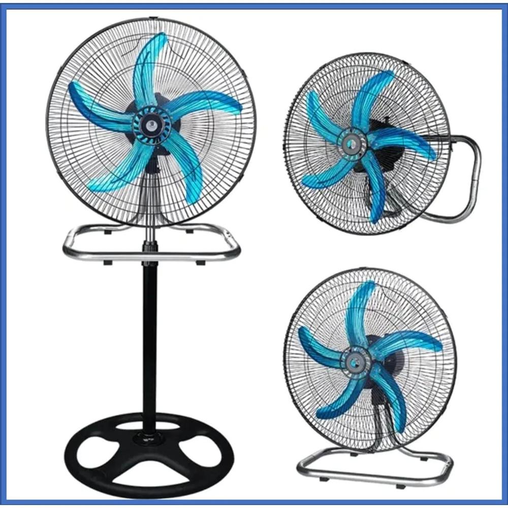 VENTILADOR INDUSTRIAL 3 EN 1 PEDESTAL MESA Y PARED DE 18 PULGADAS Y 5 ASPAS