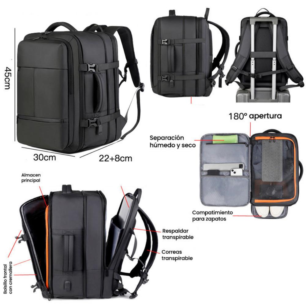 Mochila de Viaje Expandible Equipaje de Mano Laptop MOD17