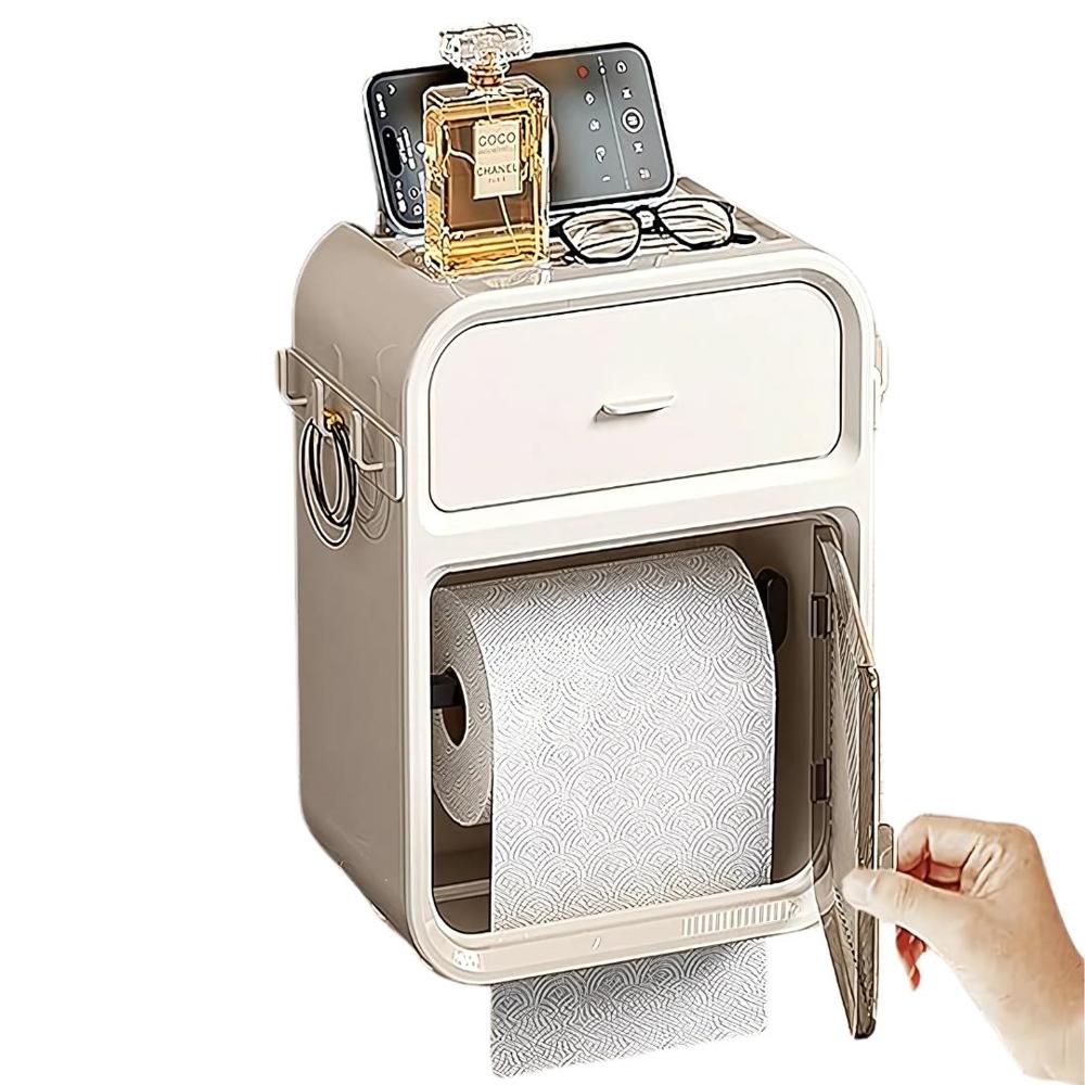 Porta Rollo Papel Higiénico con Cajón Multifuncional Verde