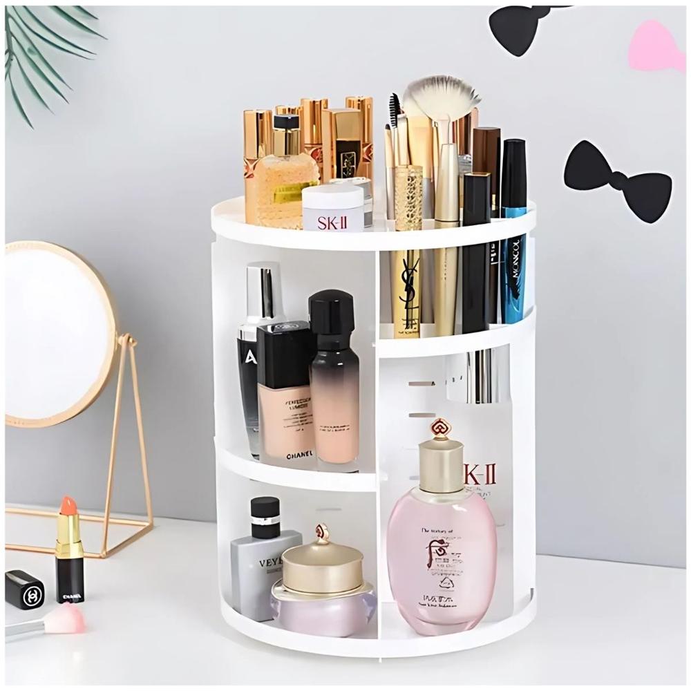 Organizador de Maquillaje Cosméticos Giratorio 360° Ajustable Blanco