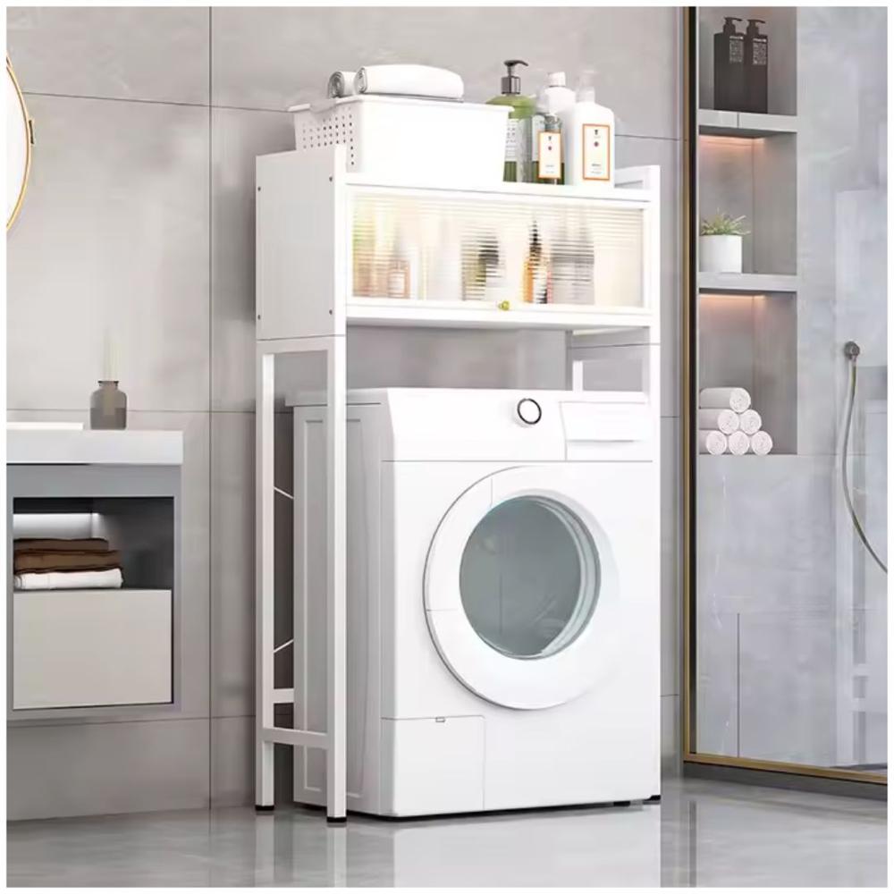 Estante Organizador Multiusos de Metal para Lavadora Baño 2 Niveles 135x70x25cm Blanco