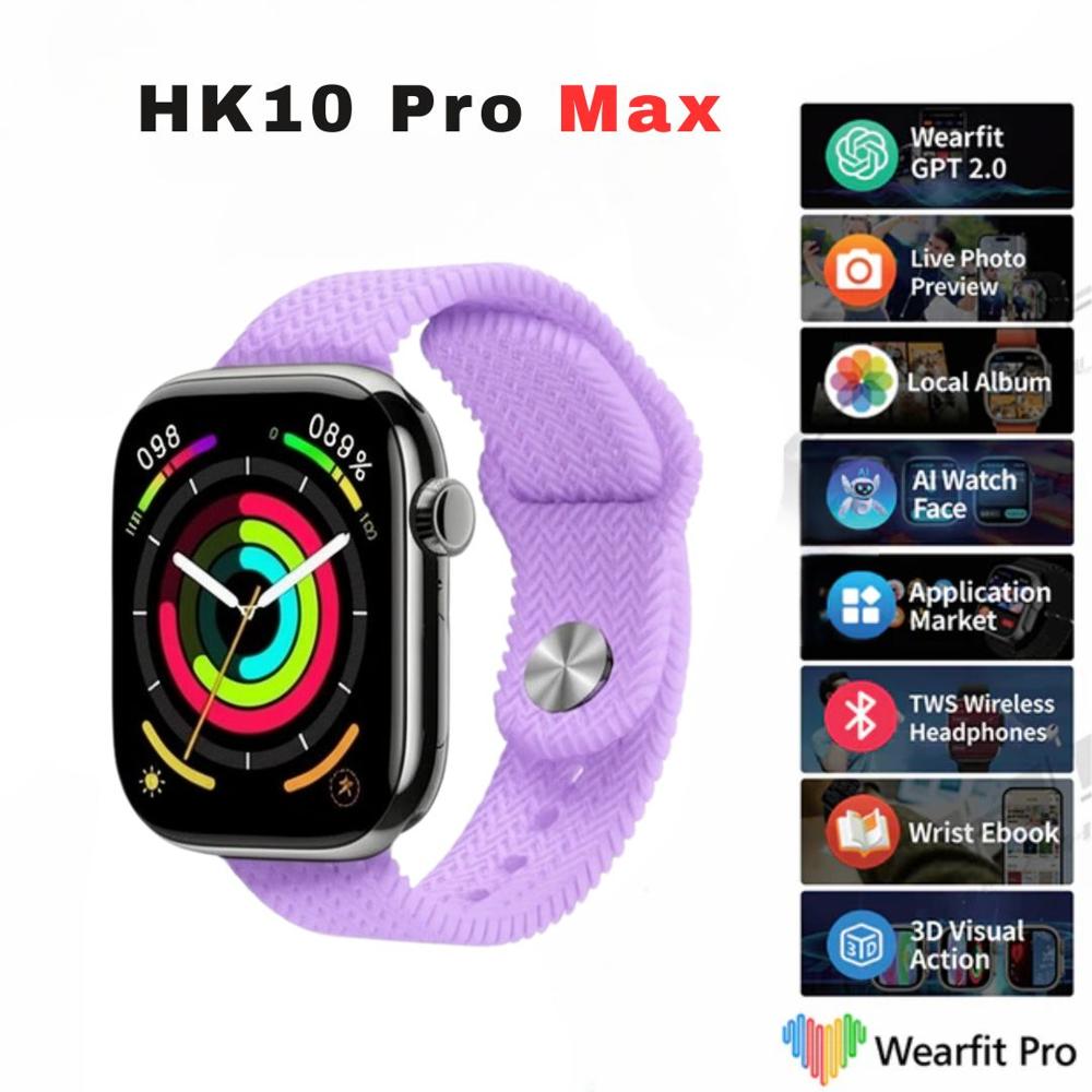 Smartwatch HK10 Pro Max con ChatGPT G Siri NFC Morado