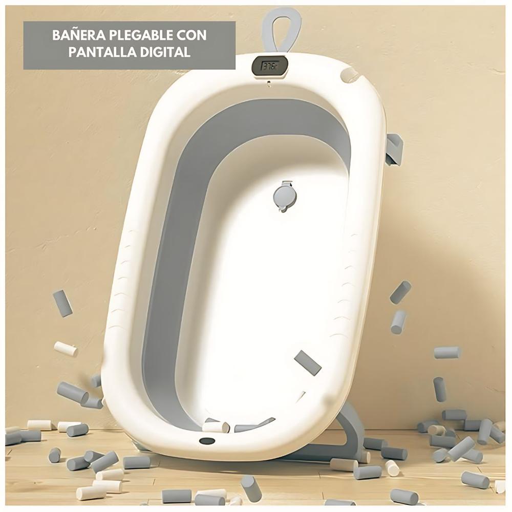 Bañera Infantil Plegable Termómetro Plegable Portátil Inteligente Gris