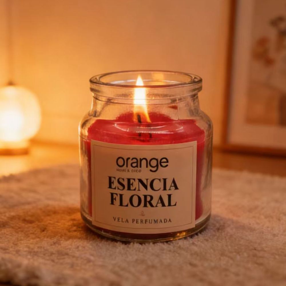 Vela Perfumada de Cera Orange Modelo Perfumada 65G con Tapa Floral Vela Perfumada de Cera Orange Modelo Perfumada 65G con Tapa Floral