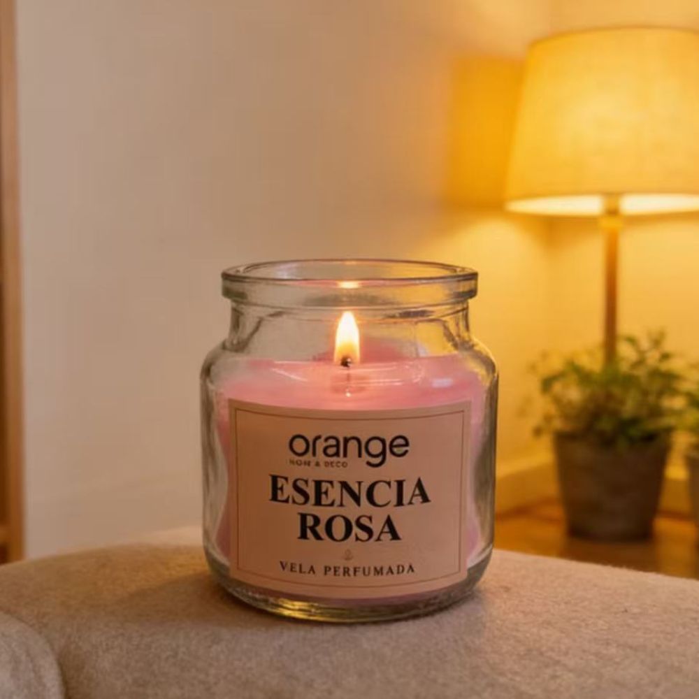 Vela Perfumada de Cera Orange Modelo Perfumada 65G con Tapa Rosa Vela Perfumada de Cera Orange Modelo Perfumada 65G con Tapa Rosa