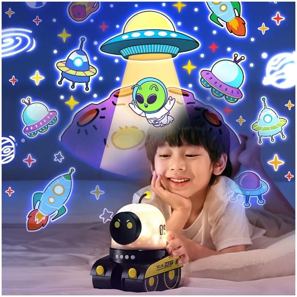 Robot Lámpara Proyector de Estrellas Luces con Música para Niños