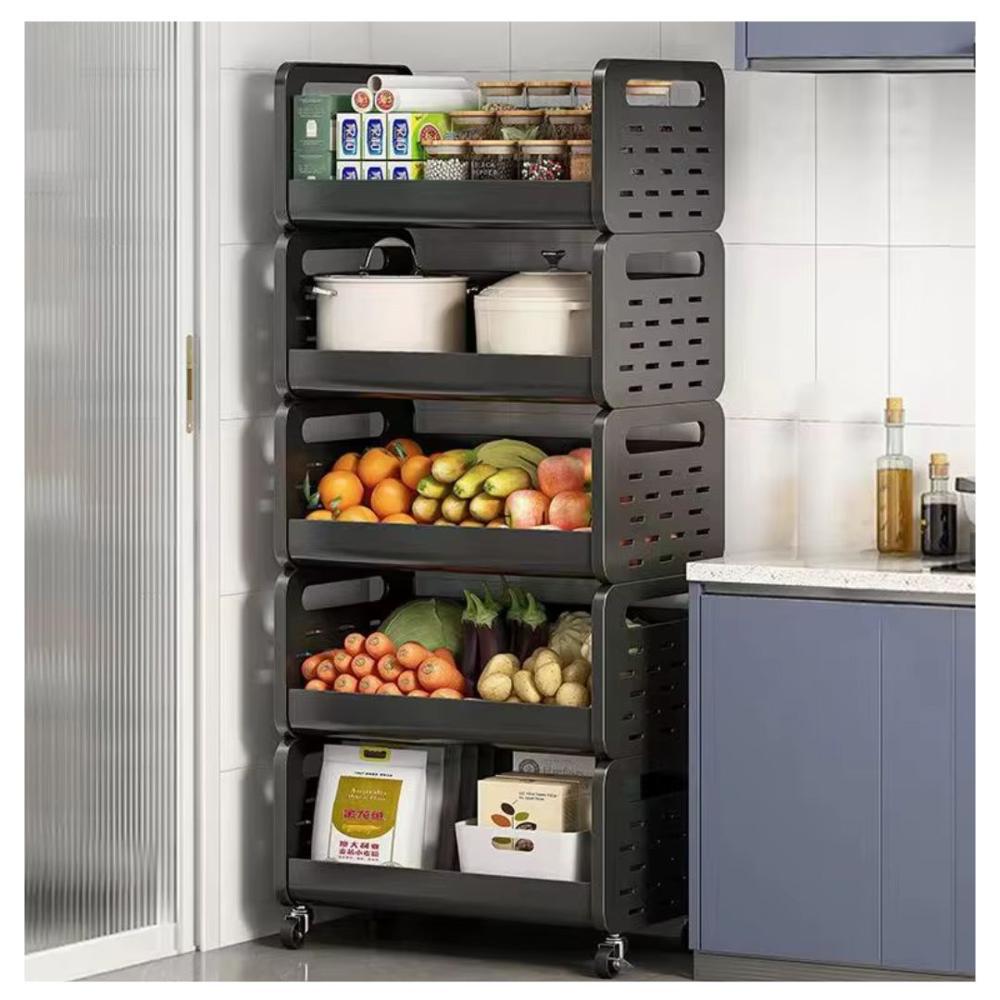 Estante Organizador de Cocina Carrito de Almacenamiento Multiusos de 5 niveles Negro