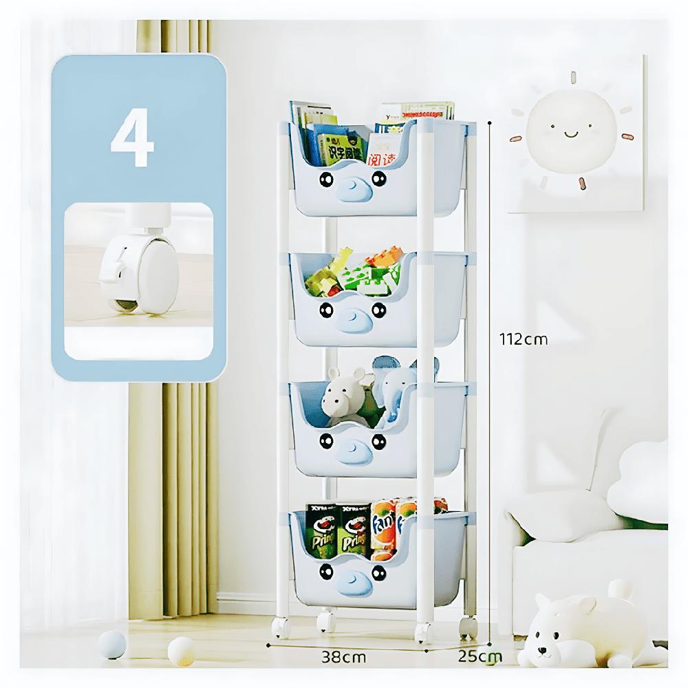 Organizador de Juguetes Multiusos 4 Niveles Plegable con Ruedas Verde