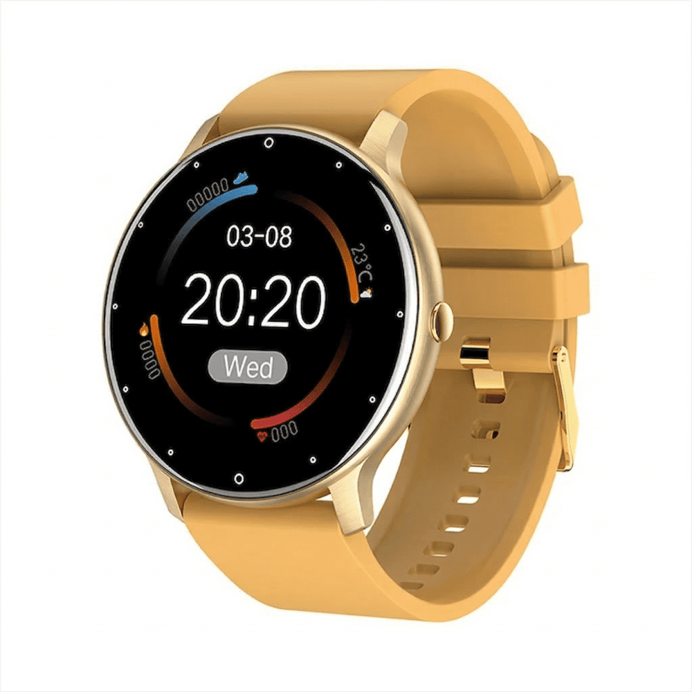 SMARTWATCH ZL02 RELOJ INTELIGENTE REDONDO LLAMADAS BLUETOOTH PANTALLA OLED UNISEX DORADO