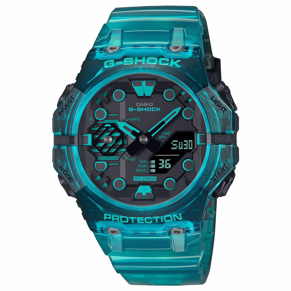 Reloj Casio G-Shock Carbon Core GA-B001G-2A Bluetooth Digital Analógico Turquesa Transparente