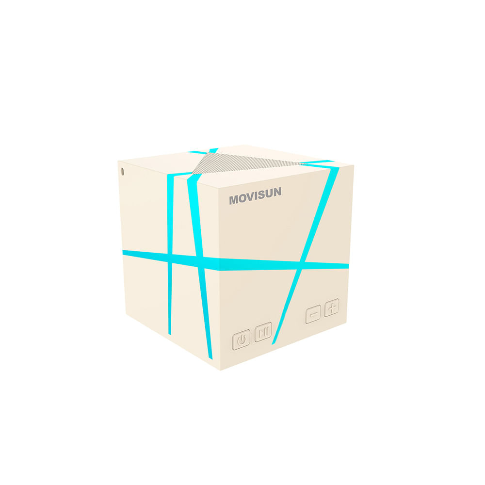 Parlante Bluetooth Portátil MOVISUN Power Magic Beige 5W con Luces LED TWS MicroSD y Aux