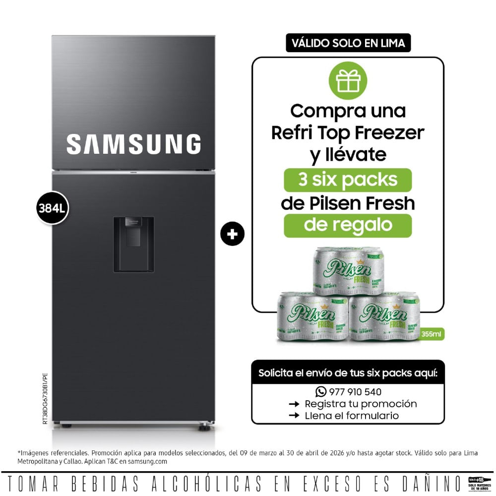 Refrigeradora Samsung Top Mount Freezer 384L RT38DG6730B1PE Black