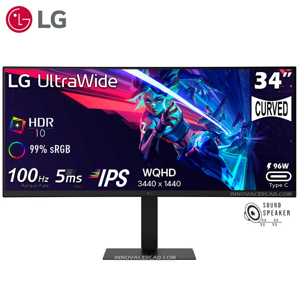 Monitor LG UltraWide 34U650A-B 34 CURVO IPS UltraWide WQHD 100Hz 5ms HDR10 USB-C 96W