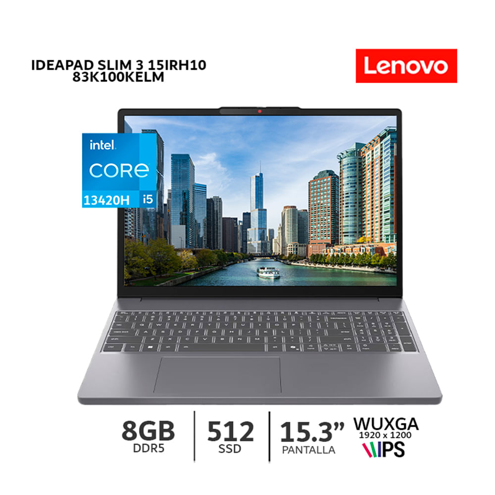 Laptop Lenovo IdeaPad Slim 3 15IRH10 CI5 13420H 8Gb Ram 512Gb SSD Pantalla15.3 WUXGA-83K100KELM