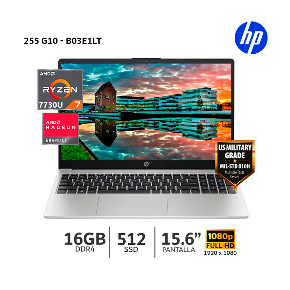 Laptop HP 255 G10 AMD Ryzen 7 7730U 16Gb Ram 512Gb SSD 15.6 FHD - B03E1LT