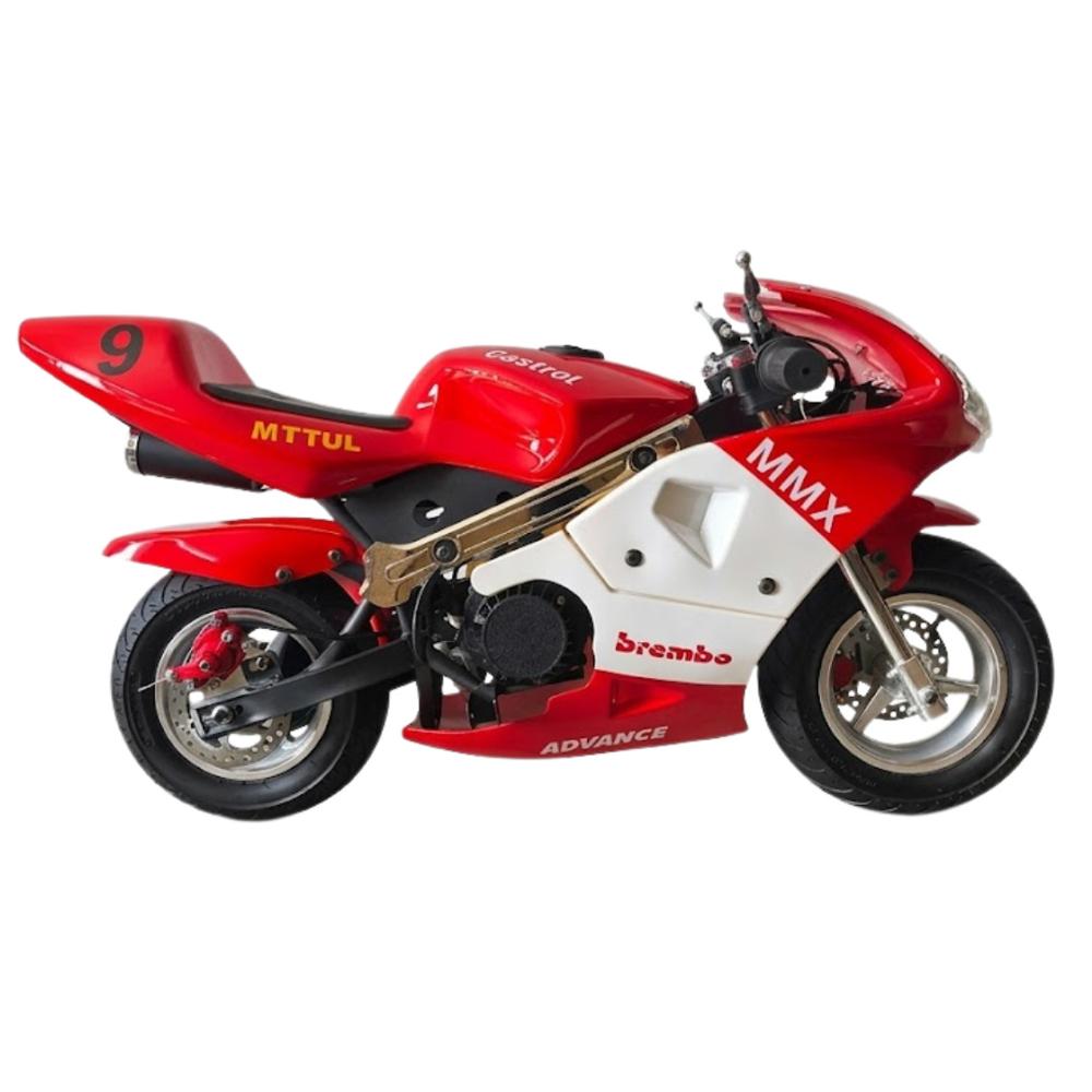 Mini Motoccross para Niños y Niñas 2 Tiempos Juguete Recreativo Rojo con Blanco