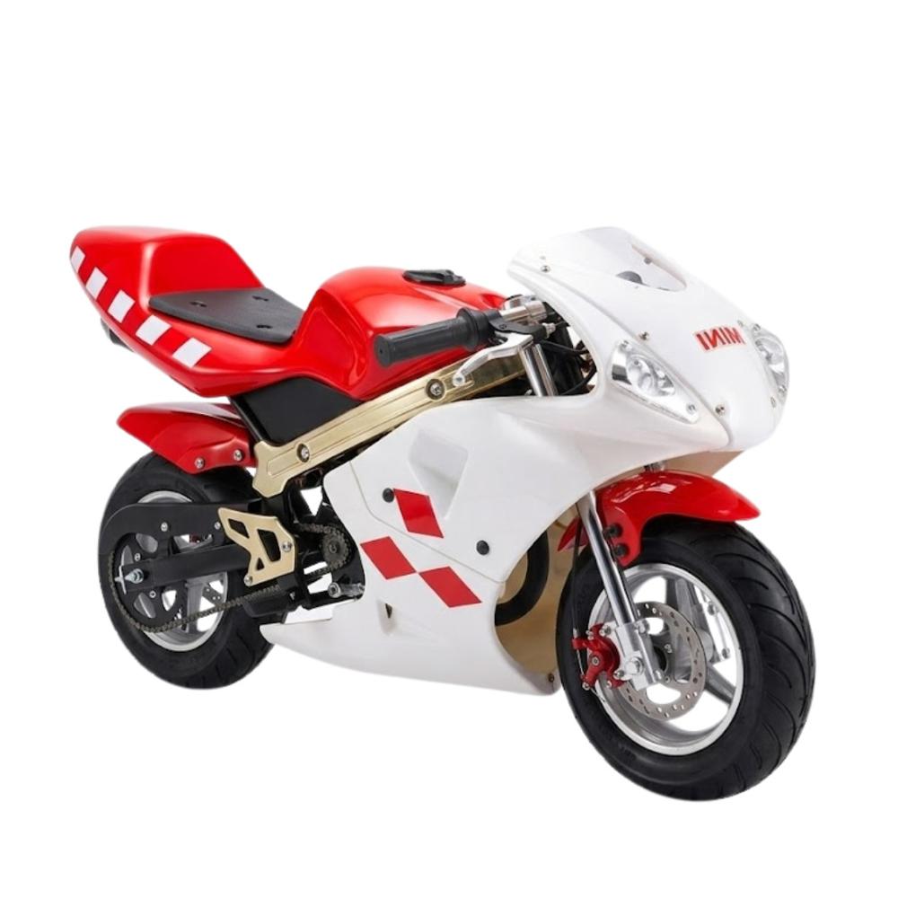 Mini Motoccross para Niños y Niñas 2 Tiempos Juguete Recreativo Blanco con Rojo