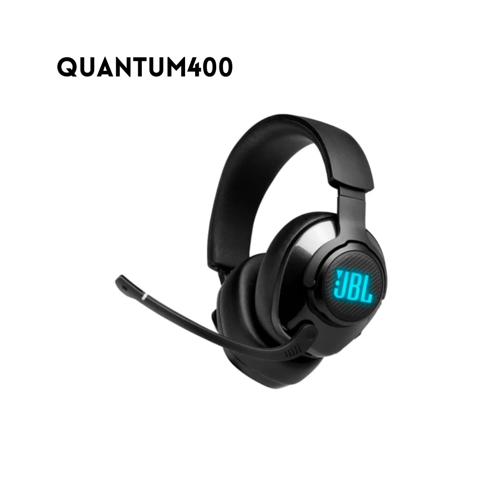 Audífonos JBL QUANTUM400 con acolchado Viscoelástico máxima comodidad y sonoridad envolvente