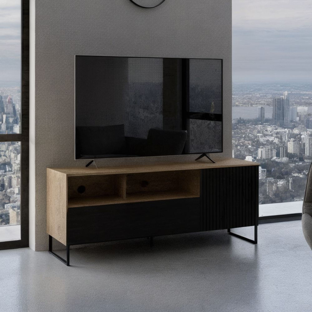 Mesa de TV 55'' Zenda Marron claro y Negro | Masiva Home Mesa de TV 55'' Zenda Marron claro y Negro | Masiva Home