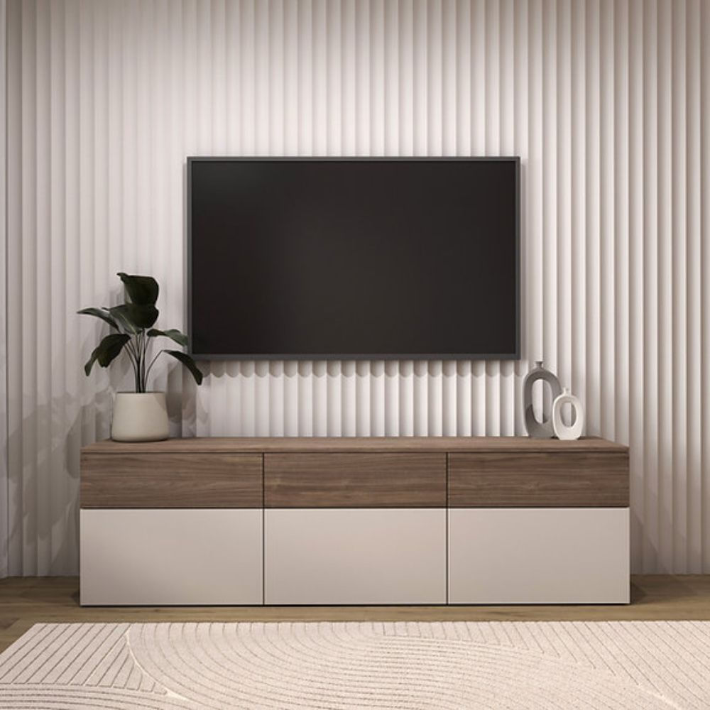 Mesa de TV 55'' Bayron Beige y Plomo | Masiva Home Mesa de TV 55'' Bayron Beige y Plomo | Masiva Home