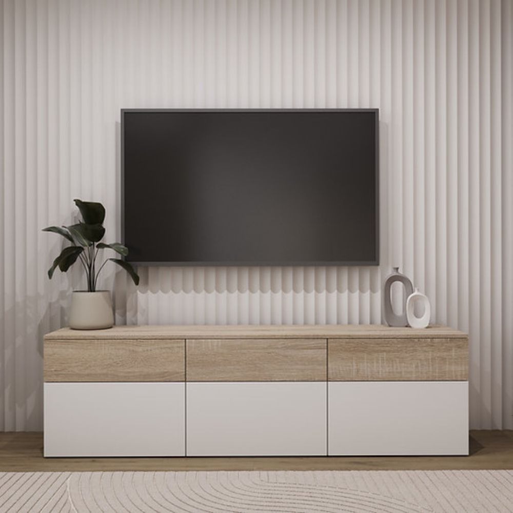 Mesa de TV 55'' Bayron Beige y Blanco | Masiva Home Mesa de TV 55'' Bayron Beige y Blanco | Masiva Home