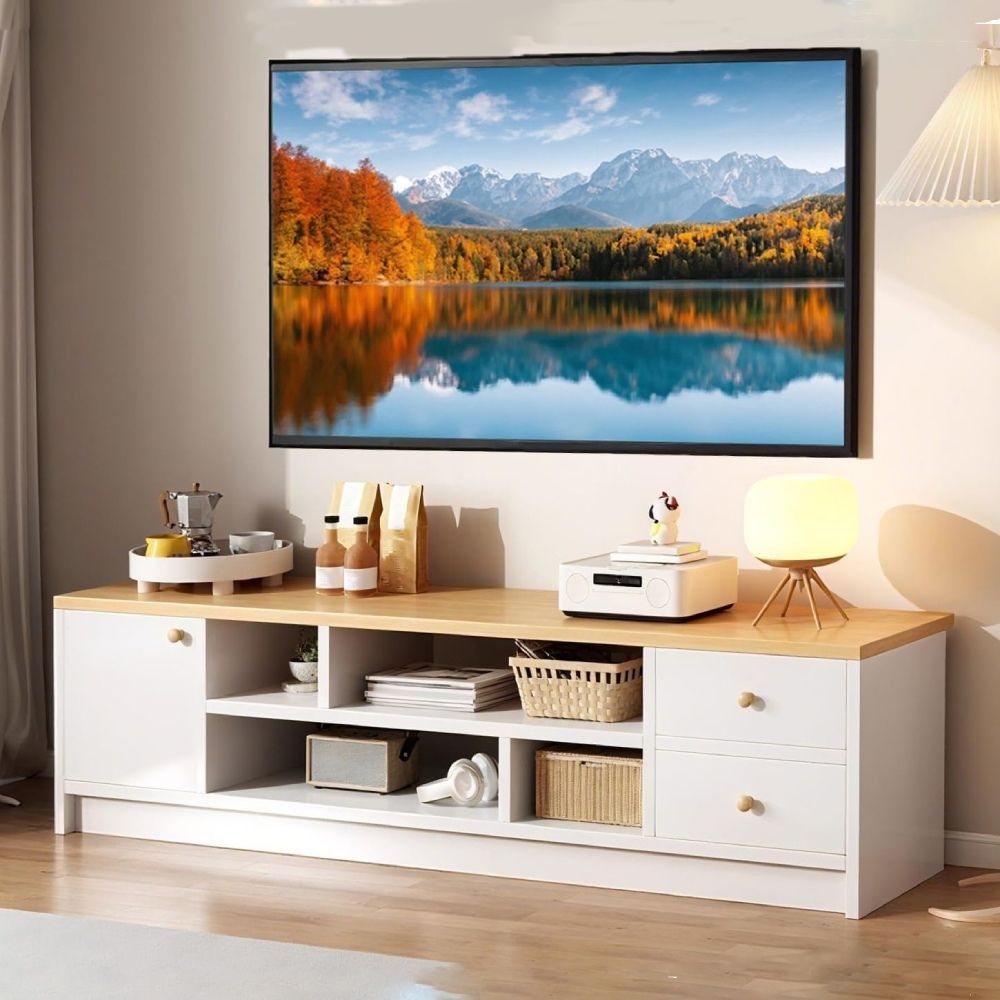 Mesa de TV 60'' Madeline Blanco y Beige | Masiva Home Mesa de TV 60'' Madeline Blanco y Beige | Masiva Home