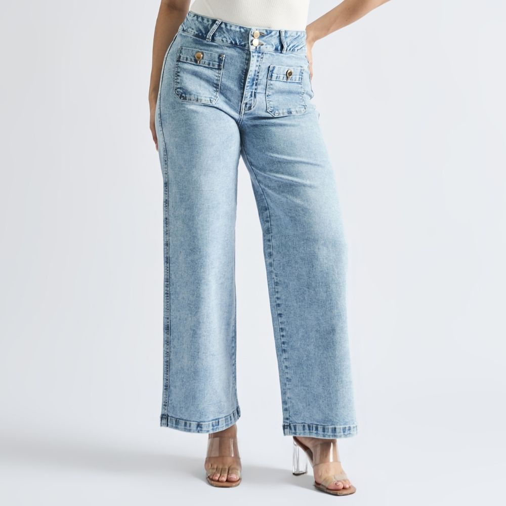 Jean Wide Leg para Mujer Parada111 Nereax Color Celeste - 32 Jean Wide Leg para Mujer Parada111 Nereax Color Celeste - 32