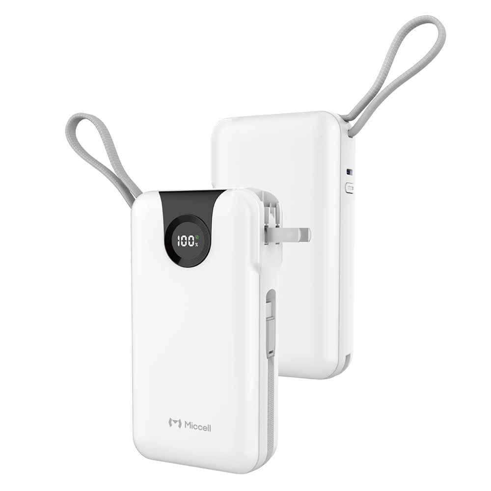 Miccell Power Bank Impermeable 20000mAh PD 35W con Carga Rápida y Cable Integrado