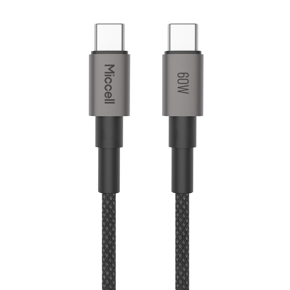 Miccell Cable USB Tipo C 3 Metros 60W Carga Rápida para Smartphone