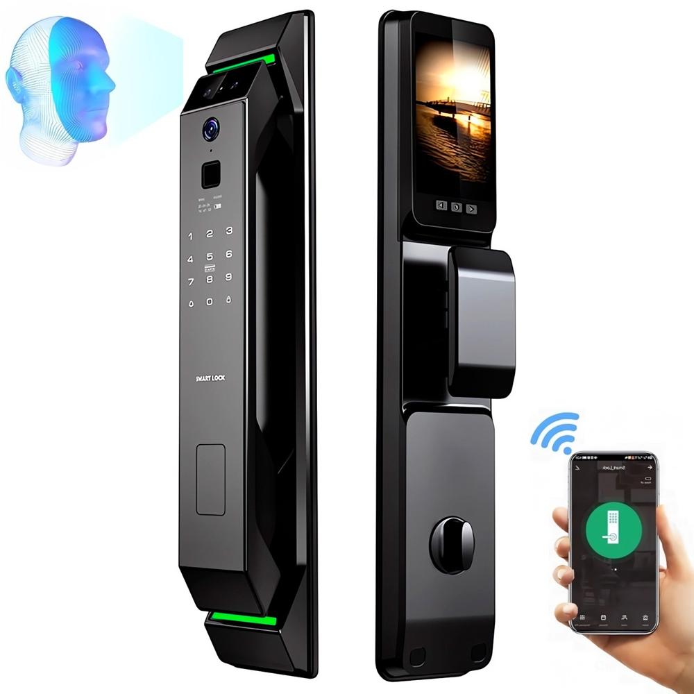 Cerradura Inteligente Smart Apertura Facial 3d Dorado H009 Negro