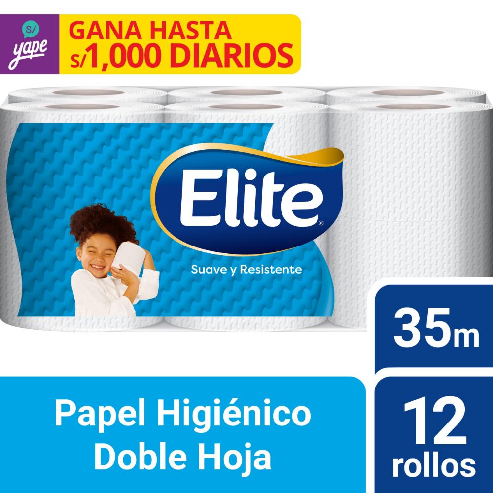 Papel Higiénico ELITE Celeste 35 Metros Paquete 12un