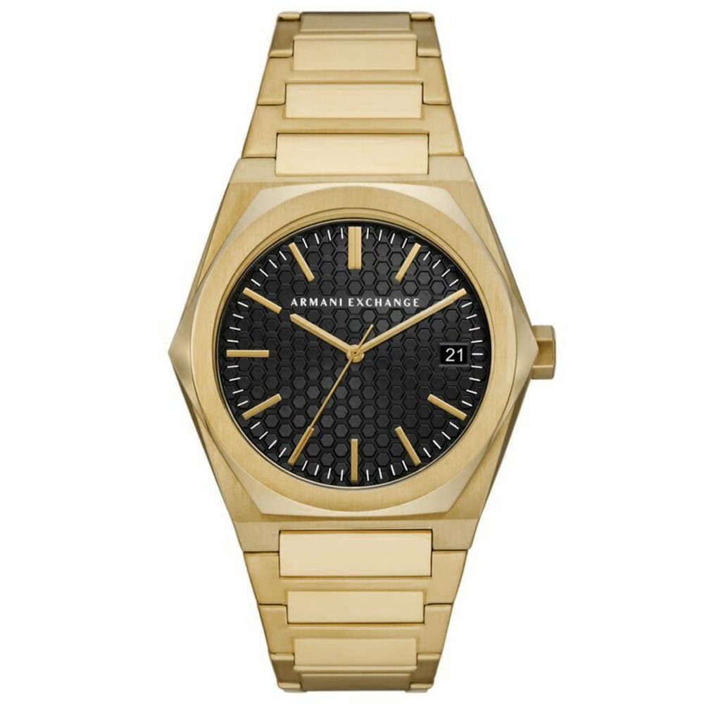 Reloj Armani Exchange Geraldo AX2810 Fecha Acero Inoxidable Dorado Dial Negro