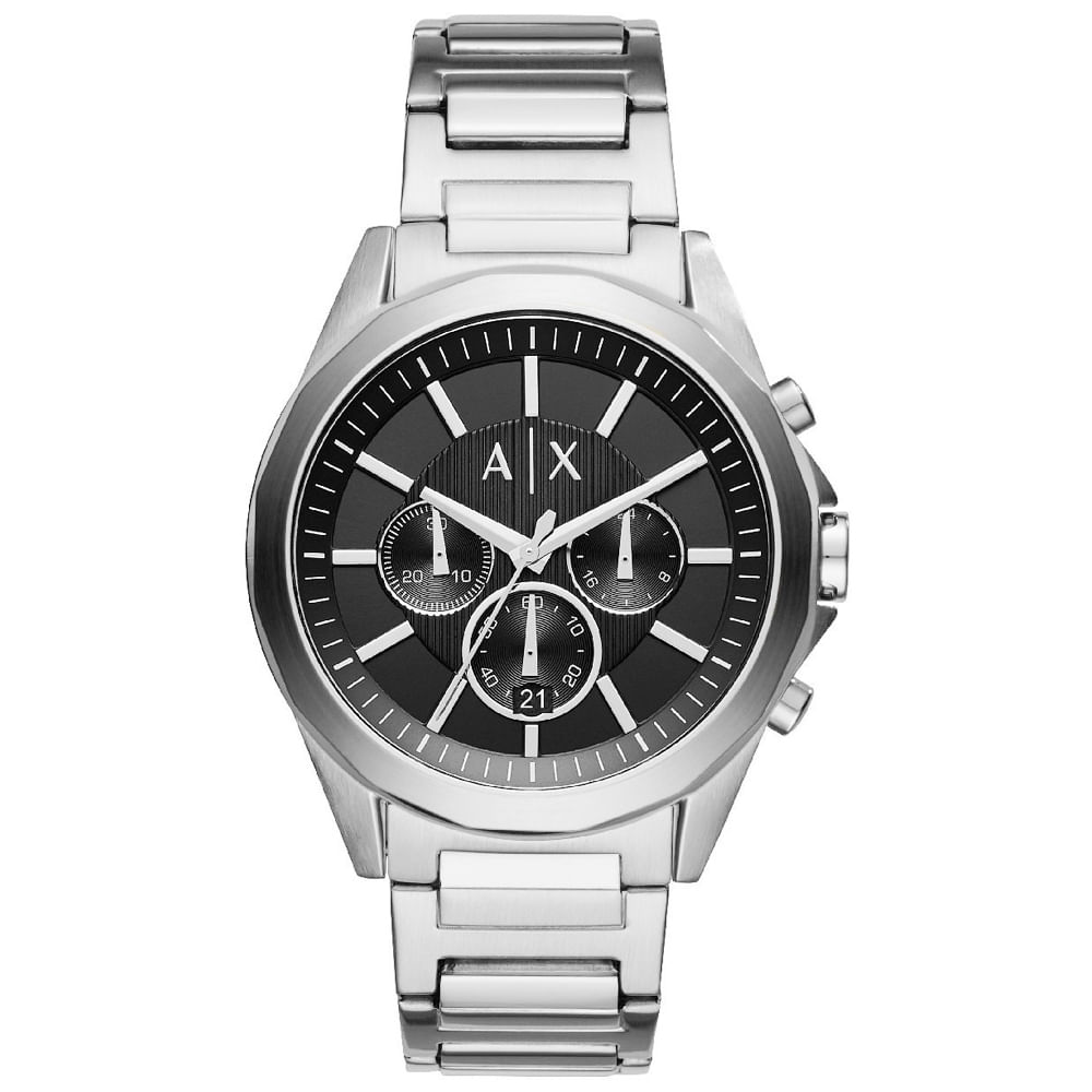 Reloj Armani Exchange Drexler AX2600 Cronómetro Acero Inoxidable Dial Negro
