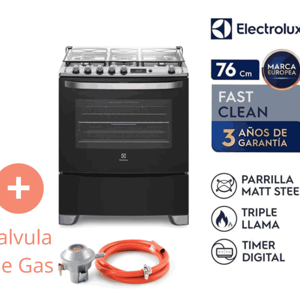 Cocina Freestanding Electrolux A Gas 5 Quemadores Triple Llama 76USR MAS Válvula De Gas