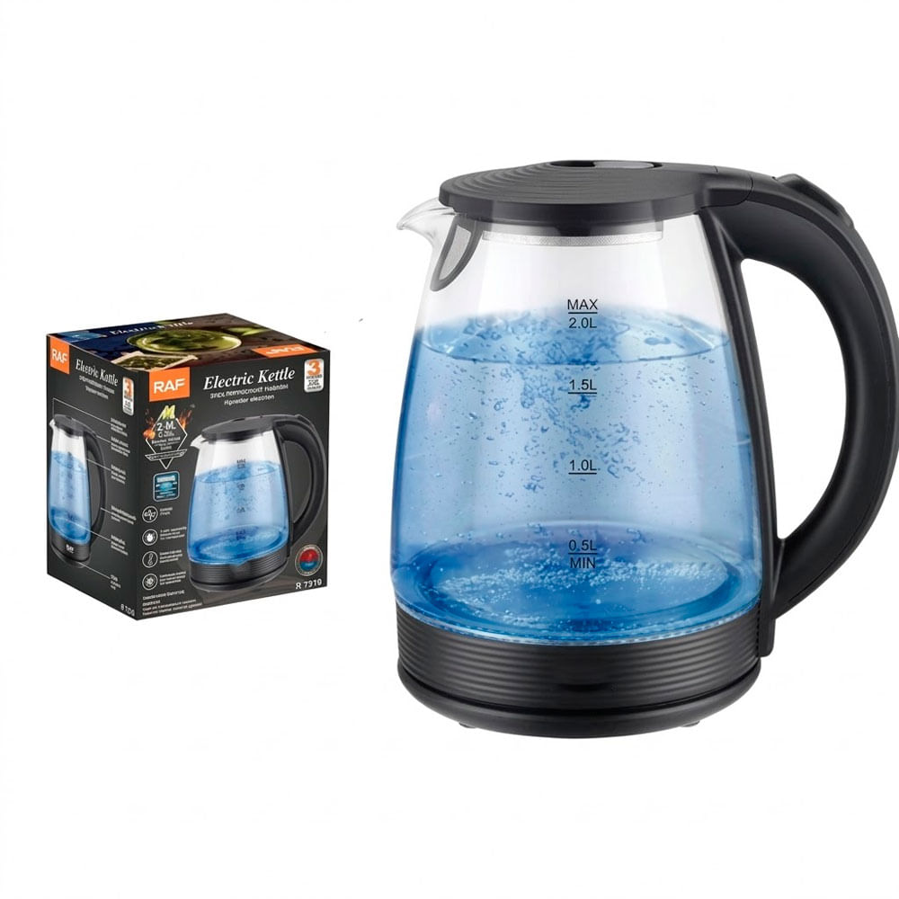 Hervidor Eléctrico Raf R.7218 2l Vidrio Acero Inox 1500w