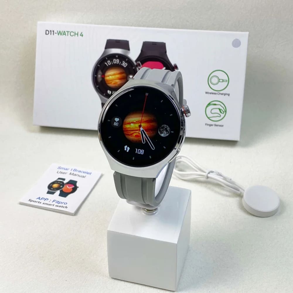 SMARTWATCH D11 WATCH 4 PRO REDONDO LLAMADAS BT CARGA INALAMBRICA UNISEX PLATA