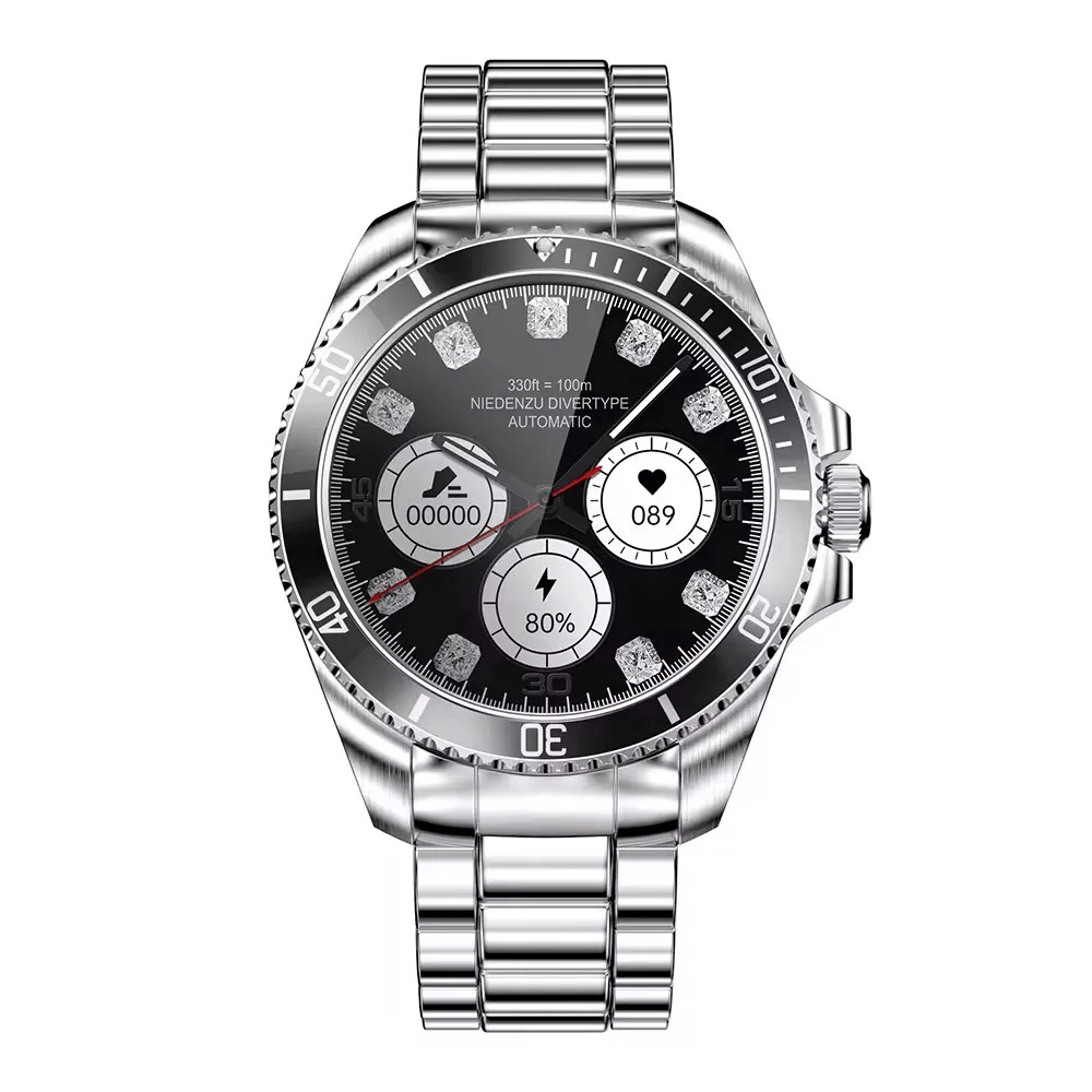 SMARTWATCH R1 MAX RELOJ INTELIGENTE REDONDO PANTALLA AMOLED NOTIFICACIONES UNISEX NEGRO