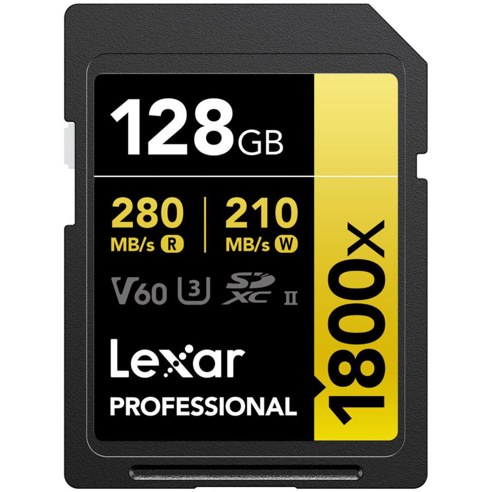 Memoria SDXC U3 V60 Lexar Professional 128GB - W 210MBs -R 280MBs 1800x