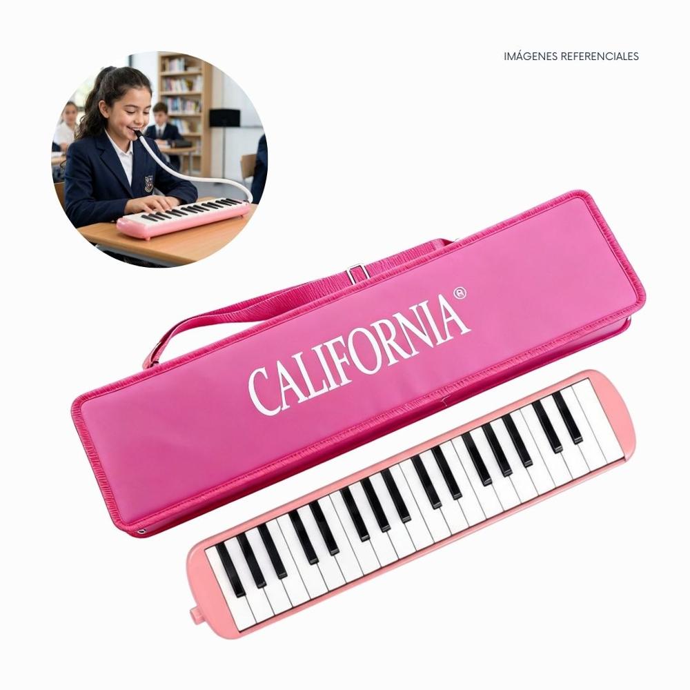 Melódica de 37 teclas California - Color Rosado con Estuche Rígido