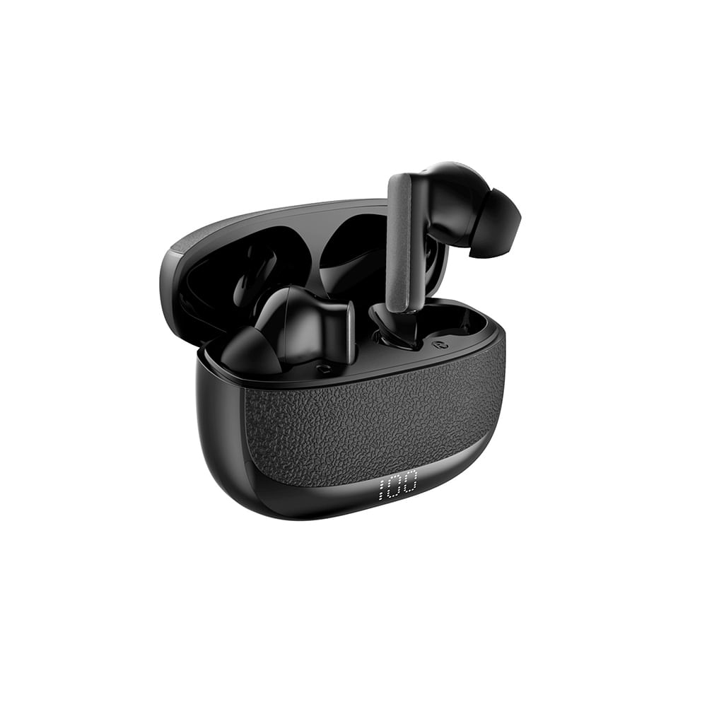 Audífonos Bluetooth Movisun Earbox Buds9 Cancelación de Ruido ANC Pantalla LED y 20hrs Negro