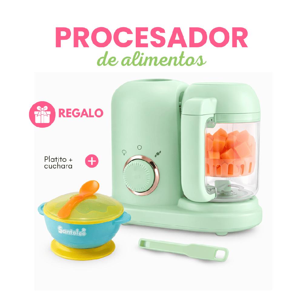 Procesador de Alimentos 3 en 1 para Bebés con Platito y Cuchara - VERDE