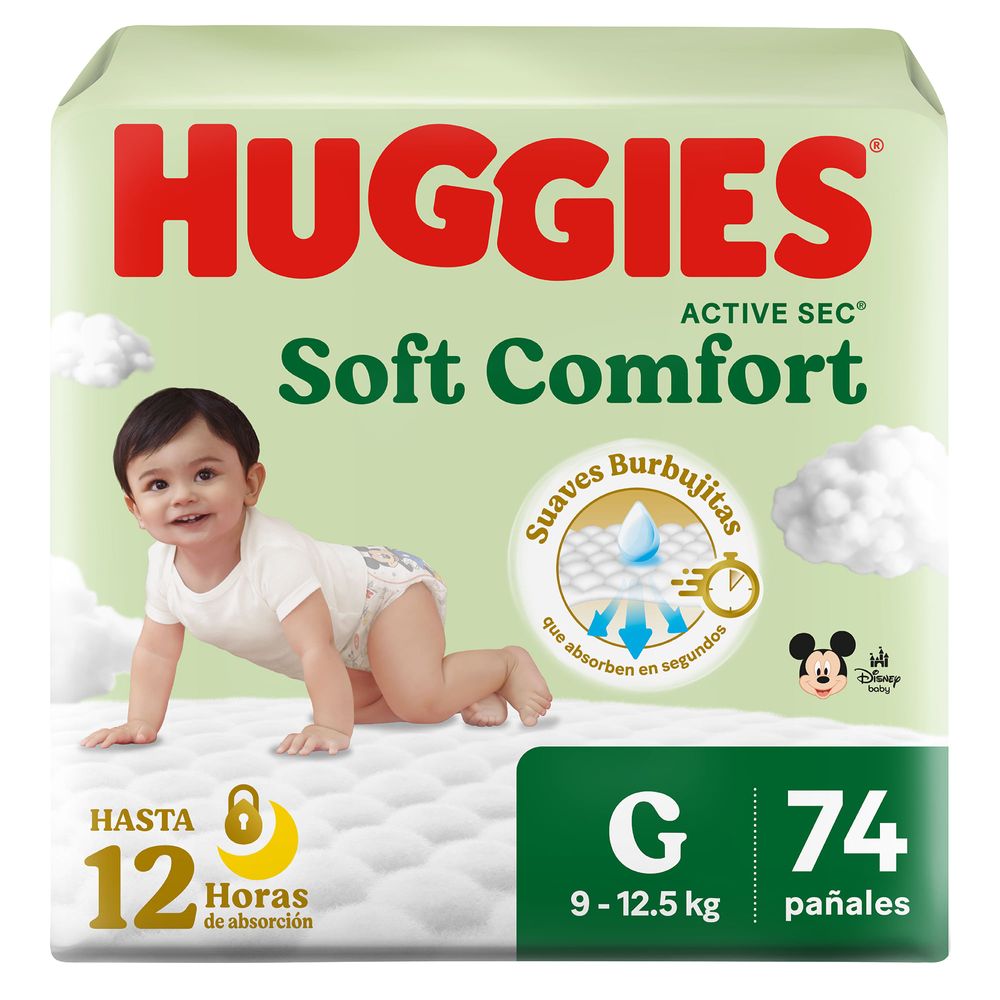 Pañales para Bebé HUGGIES Active Sec G Paquete 74un Pañales para Bebé HUGGIES Active Sec G Paquete 74un