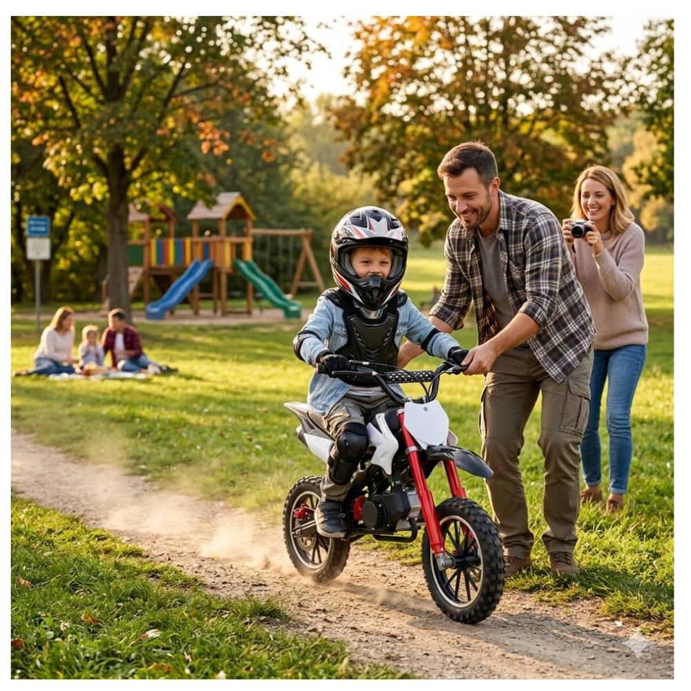 Mini Motocross 49cc para Niños y Niñas 2 Tiempos Juguete Vehículo Blanco SST