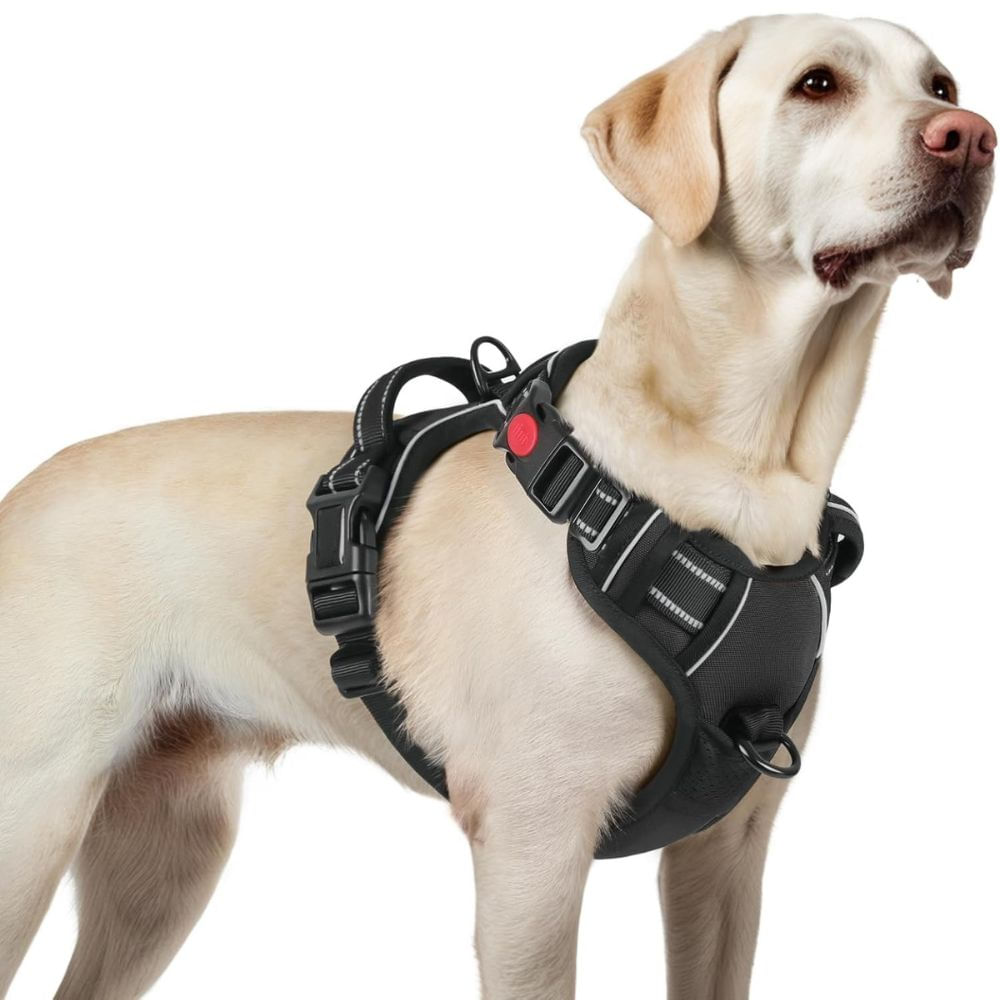 Arnés Ajustable para Perro Talla Large Antitirones Reflectante con Asa Color Negro
