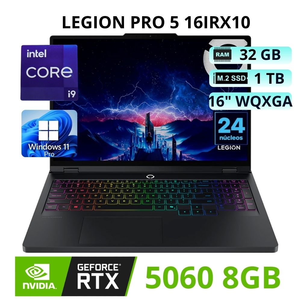 LAPTOP GAMER LENOVO LEGION PRO 5 16IRX10 INTEL CORE i9 RAM 32GB SSD 1TB 16 WQXGA -83NN0058LM